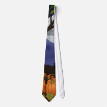 Black Cat in Pumpkins Tie