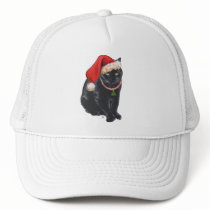 Black Cat in Santa Hat