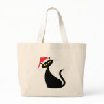 Black Cat in Santa Hat Tote Bags