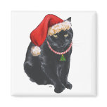 Black Cat in Santa Hat Magnet
