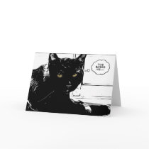 black cat is bored greeting card