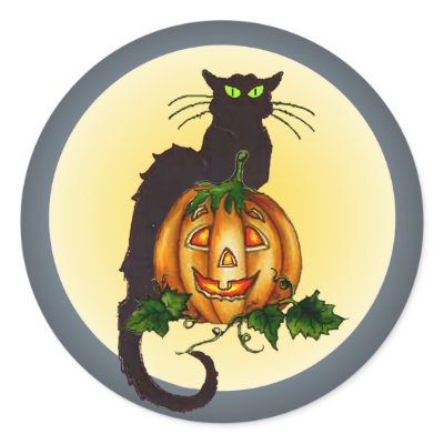 BLACK CAT JACK by SHARON SHARPE Stickers by sharonsharpe