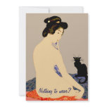 Black Cat Japanese Nude Print, Nothing to wear? invitations