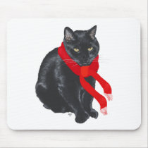 Black Cat Keeping Warm at Christmas