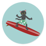 Black Cat Longboard Surfer stickers
