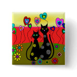 Black Cat Lovers Art Gifts Button