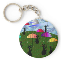 Black Cat Lovers Art Gifts Keychain