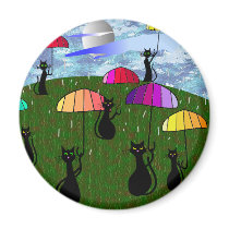 Black Cat Lovers Art Gifts Magnets
