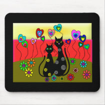 Black Cat Lovers Art Gifts Mouse Pads
