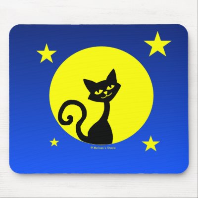 Black Cat & Moon Mouse Mats by TheSilverDragon