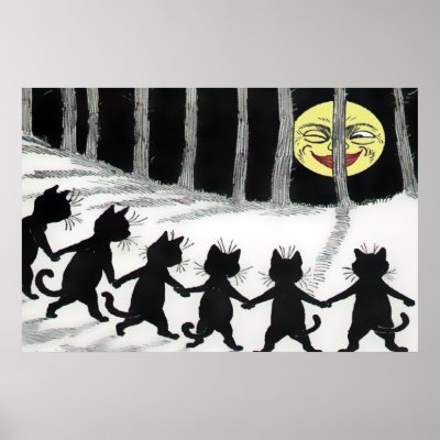 Black Cat Moon Poster Print by Artworks