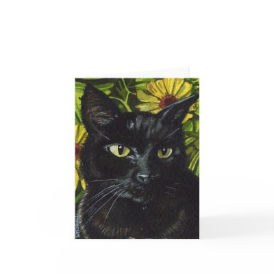 Black Cat Note Card by marksatchwillart
