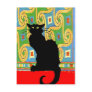 Black Cat on Abstract Wallpaper Postcards