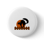 Black Cat On Fence Buttons