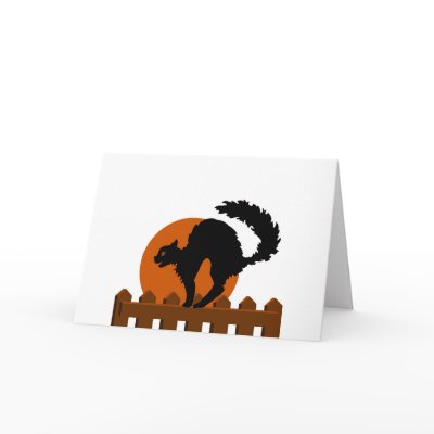 Black Cat On Fence Card by CelebrationZazzle