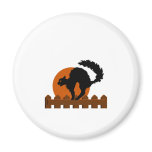 Black Cat On Fence Refrigerator Magnet