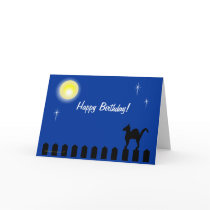 Black Cat on Picket Fence Funny Custom Birthday