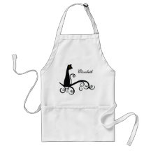 Black Cat On Swirly Branch Personalised Apron