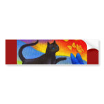 Black Cat Painting Butterflies Art - Multi