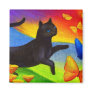 Black Cat Painting Butterflies Art - Multi