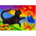 Black Cat Painting Butterflies Art - Multi photo sculptures