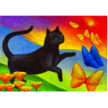 Black Cat Painting Butterflies Art - Multi photo sculptures