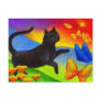 Black Cat Painting Butterflies Art - Multi Post Card