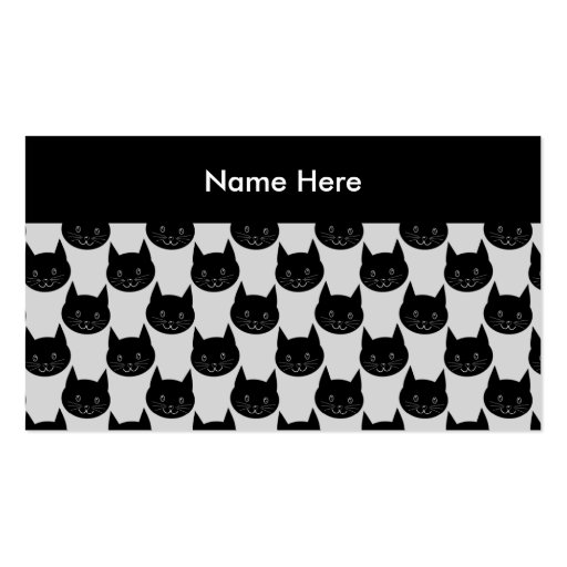 Black Cat Pattern on Light Grey. Business Card Templates