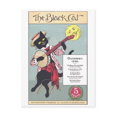 Black Cat Postcard by retrobanjo
