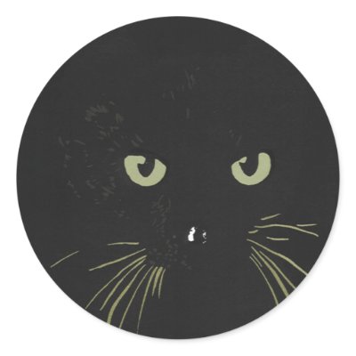 black cat products round sticker by denvercris