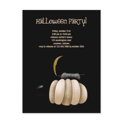 Black Cat, Pumpkin & Moon • Halloween Invitation Post Card by CSKidsOccasions