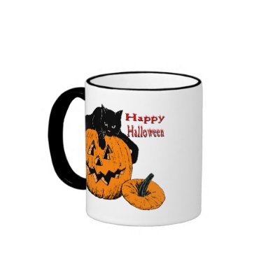 Black Cat Pumpkin Mugs by MindDesignGrafx