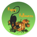 BLACK CAT PUMPKIN PATCH by SHARON SHARPE Round Sticker