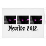 Black Cat Purple Eyes; Mexico Souvenir Greeting Card
