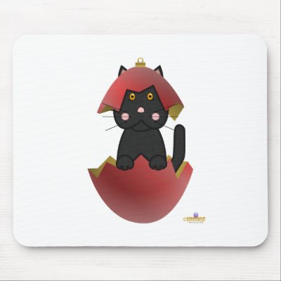 Black Cat Red Christmas Ornament Mouse Pad by animalacres
