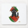 Black Cat Red Green Christmas Ornament Mouse Pads