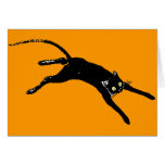 Black cat running greeting cards