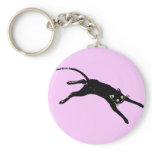 Black cat running keychains