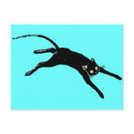 Black cat running postcard