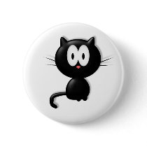 Black Cat Scardy Cat Halloween Gift Button