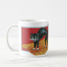 Black Cat Stuck on Flypaper Coffee Mugs