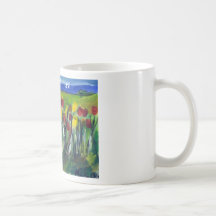 Black cat tulip town mug