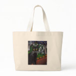 Black cat Vampire Halloween art Tote Bags