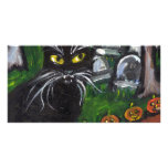 Black cat Vampire Halloween art photo cards