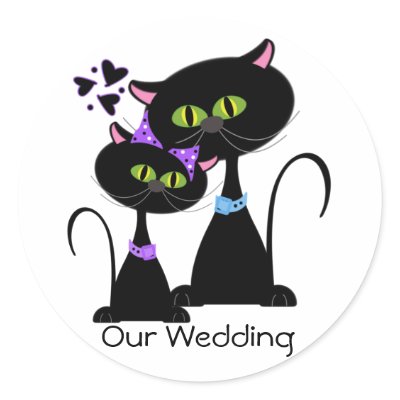 Black Cat Wedding Envelope Seal Round Sticker by DizzyDebbie