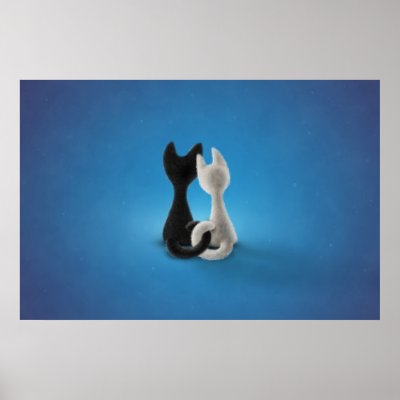 Black Cat White Cat (Colour 1) Print by vladstudio
