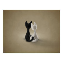 Black Cat White Cat (Colour 3) Postcard