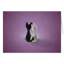 Black Cat White Cat (Colour 4) Greeting Card