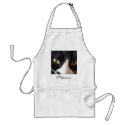 Black Cat, White Whiskers, Green Eyes aprons