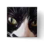 Black Cat, White Whiskers, Green Eyes Pin